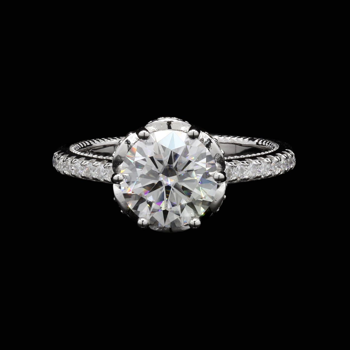 Round cut moissanite ring in silver