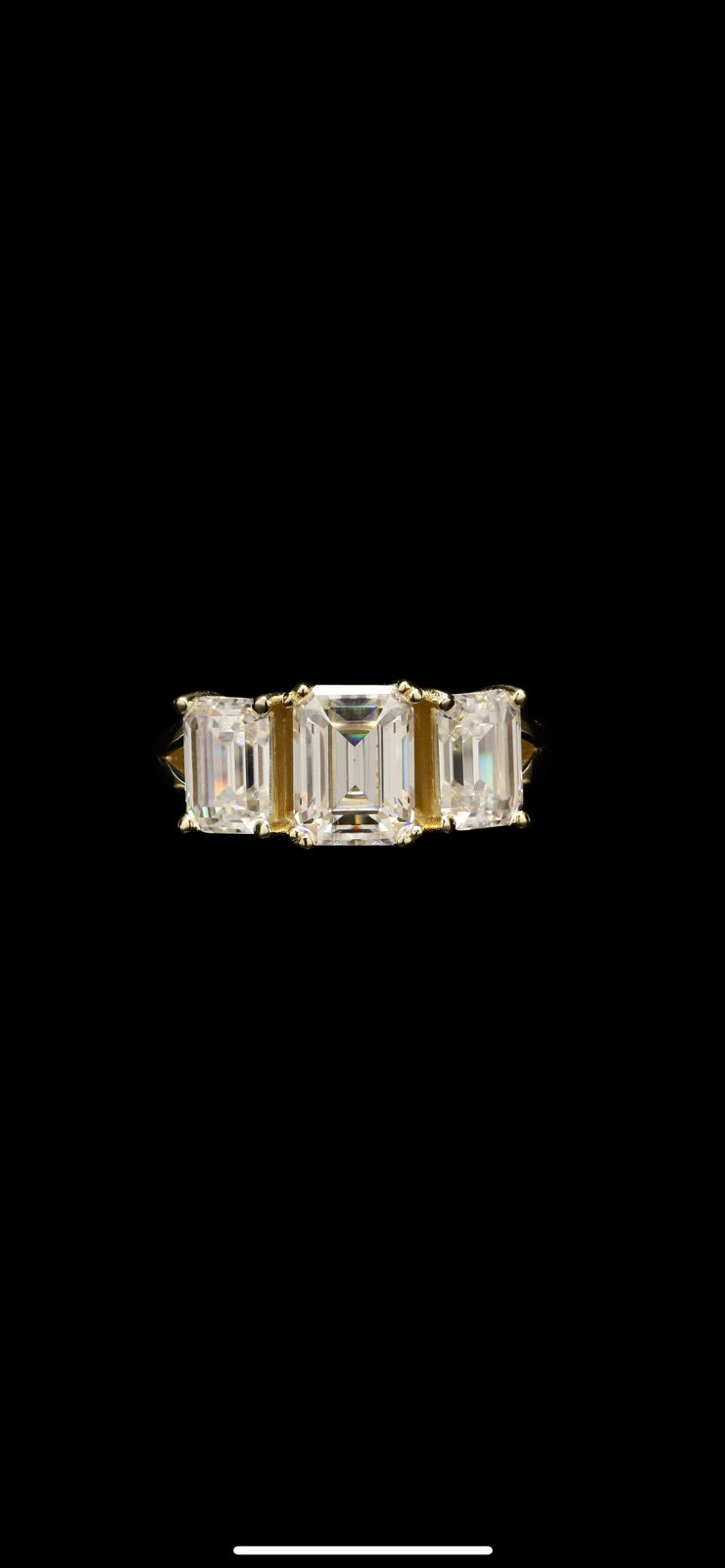 emerald cut moissanite ring in silver