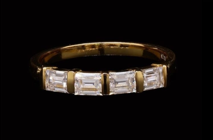 Emerald cut moissanite ring in silver