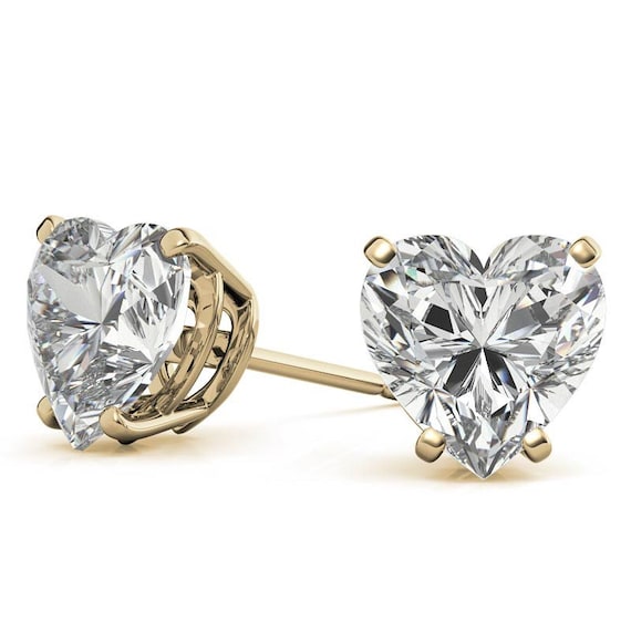 Heart shape moissanite STUDS in 18k gold