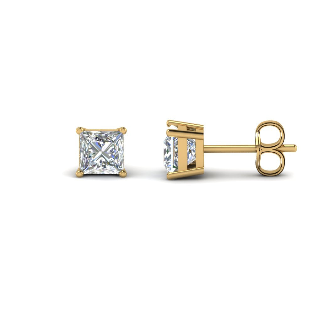Princess cut moissanite STUDS in 18k gold