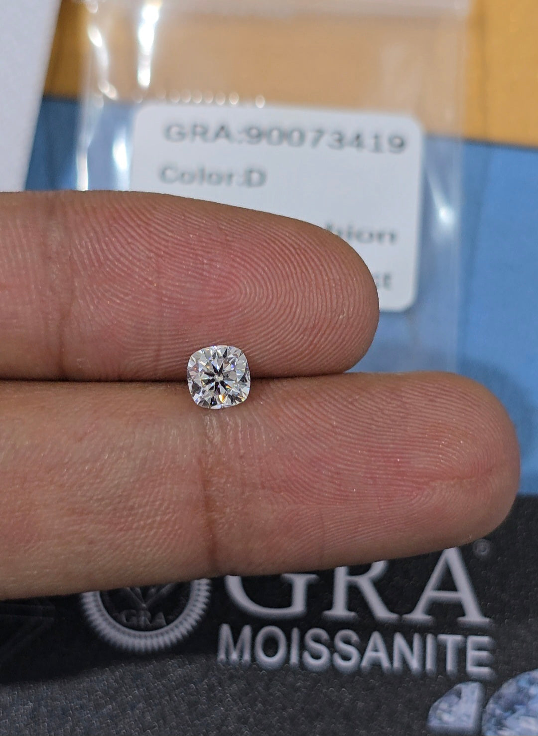 Cushion cut moissanite