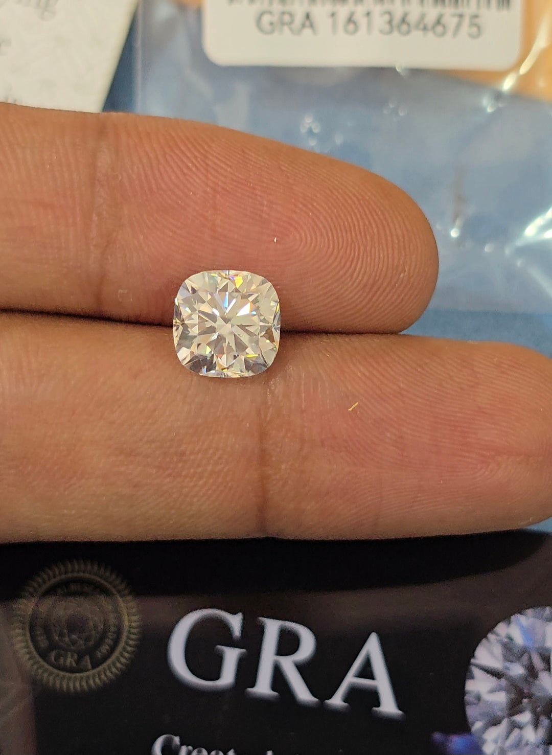 Cushion cut moissanite